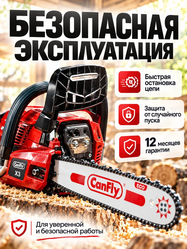Бензопила CanFly X3 — безопасная эксплуатация