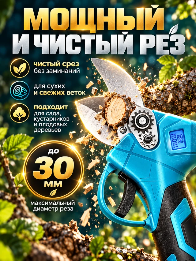 Аккумуляторный секатор — мощный и чистый рез