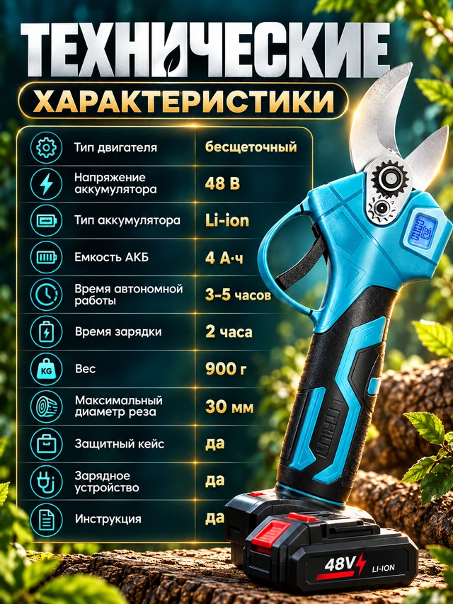 Аккумуляторный секатор — технические характеристики